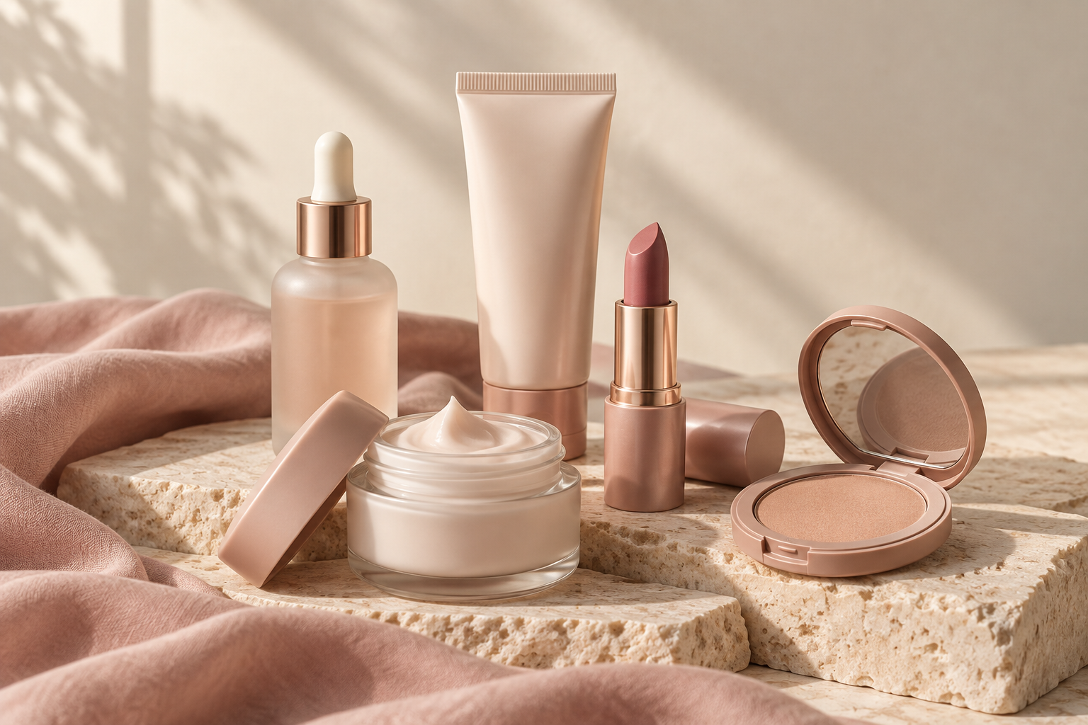 A beauty still life in warm, soft light